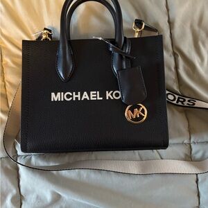 Michael Kors Black Leather Logo Handbag
